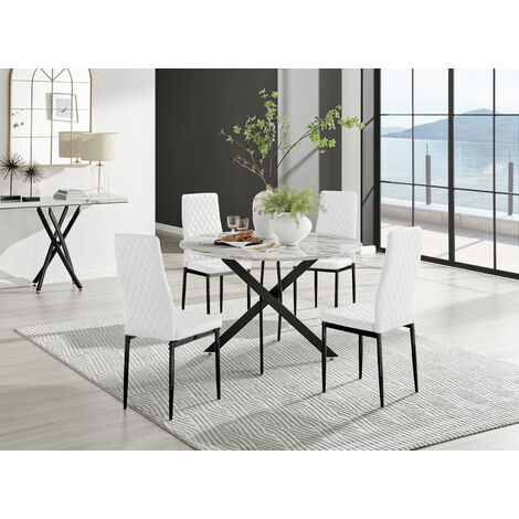 White marble table with deals black legs