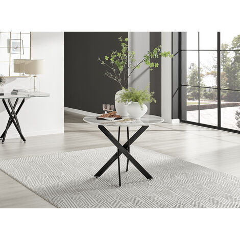 Novara White Marble Round Dining Table 120cm and 4 Calla Chairs Furniture  Set