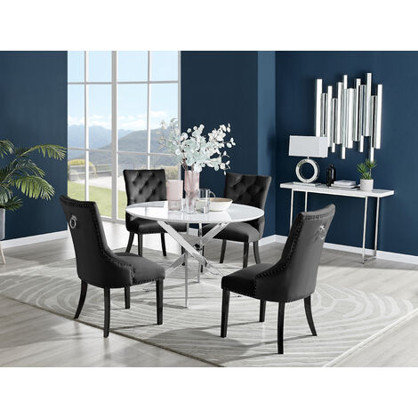 Novara 120cm 4 6 Seater Round Glass Dining Table with Black Metal Starburst  Legs for Modern Industrial Minimalist Dining Room