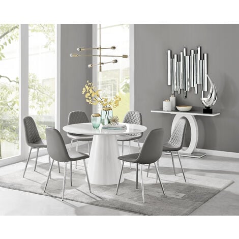 6 grey best sale leather dining chairs