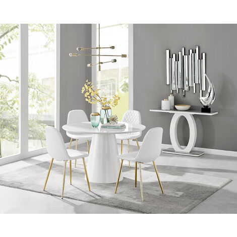 Round white dining table store for 4