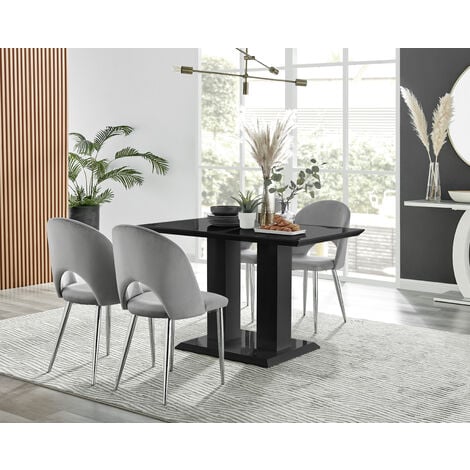 Black modern deals dining table set