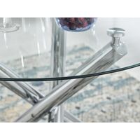 Selina Chrome Round Glass Dining Table and 4 Black Milan Dining Chairs