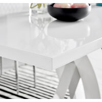 Atlanta Chrome Metal And White High Gloss 6 Seater Dining Table