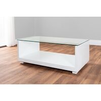 Sandro White High Gloss And Glass Coffee Table