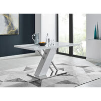 Sorrento White High Gloss And Stainless Steel Dining Table