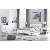 Azure Modern White Solid Pine Double Bed