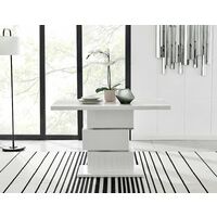 Apollo Rectangle White High Gloss Chrome Dining Table And 4 Black Willow Chairs Set - Black