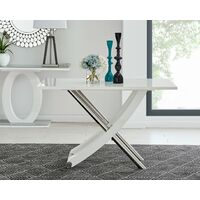 Mayfair 4 White High Gloss And Stainless Steel Dining Table And 4 Black Luxury Willow Chairs Set - Black