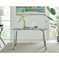 Cosmo Chrome Glass Dining Table And 4 Cappuccino Grey Willow Dining Chairs Set