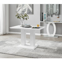Imperia 4 Modern White High Gloss Dining Table And 4 White Milan Chairs Set - White