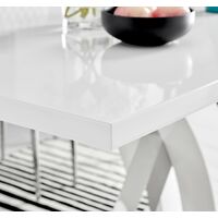 Atlanta Modern Rectangle Chrome Metal High Gloss White Dining Table And 6 Black Willow Chairs Set - Black