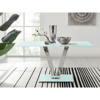 Florini White Glass And Metal V Dining Table And 6 Black Willow Dining Chairs Set - Black