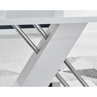 Sorrento 4 White High Gloss And Stainless Steel Dining Table