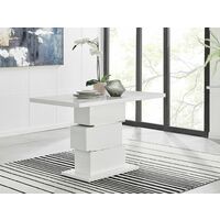 Apollo Rectangle White High Gloss Chrome Dining Table And 4 Cappuccino Grey Lorenzo Chairs Set - Cappuccino