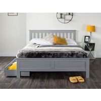 Azure Modern Grey Solid Pine Double Bed + 2 Drawers