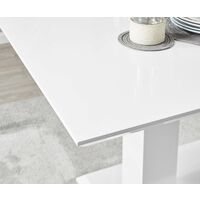 Imperia White High Gloss Dining Table And 6 Cappuccino Grey Isco Chairs Set - Cappuccino