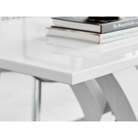 Atlanta White High Gloss And Chrome Metal Rectangle Dining Table And 4 Cappuccino Grey Isco Dining Chairs Set
