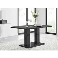 Imperia Black High Gloss Dining Table And 6 Mustard Modern Lorenzo Dining Chairs Set