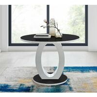 Giovani High Gloss And Glass 100cm Round Dining Table And 4 White Milan Chairs Set - White