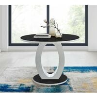 Giovani High Gloss And Glass 100cm Round Dining Table And 4 White Murano Chairs Set - White