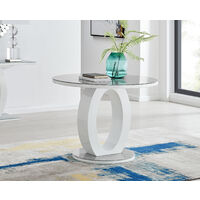 Giovani Grey White High Gloss And Glass 100cm Round Dining Table