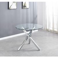 Selina Chrome Round Square Leg Glass Dining Table