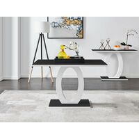 Giovani Black White High Gloss Glass Dining Table and 4 Cappuccino Milan Chairs Set - Cappuccino