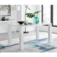 Pivero 6 White Dining Table and 6 Blue Pesaro Black Leg Chairs - Blue