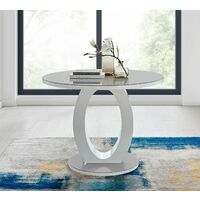 Giovani Round Grey 100cm Table and 4 Blue Pesaro Silver Leg Chairs - Blue