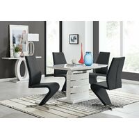Renato 120cm High Gloss Extending Dining Table and 4 Black Willow Chairs - Black