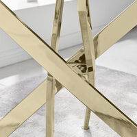 Leonardo 6 Gold Dining Table and 6 White Gold Leg Milan Chairs