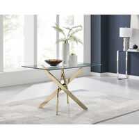 Leonardo 4 Gold Dining Table and 4 White Milan Chairs