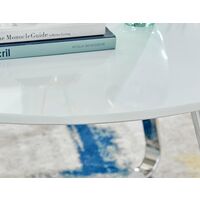 Santorini White Round Dining Table And 4 White Corona Silver Leg Chairs - White