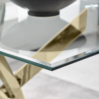 Leonardo Glass and Gold Leg Modern 6 Seat Dining Table