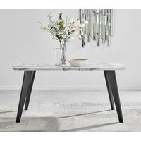 Andria Marble Effect Black Leg 6 Seater Dining Table
