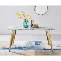 Andria Marble Effect Gold Leg 6 Seater Dining Table