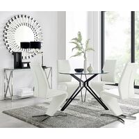 Cascina Dining Table and 4 White Willow Chairs - White