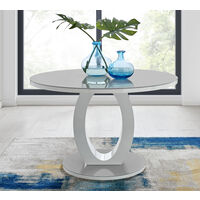 Giovani Grey White High Gloss And Glass Large Round Dining Table