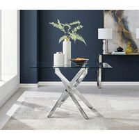 Giovani Grey White High Gloss And Glass Large Round Dining Table And 4 White Lorenzo Chairs Set - White