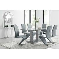 Imperia 6 Grey Dining Table and 6 Grey Willow Chairs - Elephant Grey