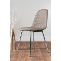 Novara Gold Metal Round Glass Dining Table And 4 Cappuccino Grey Corona Silver Dining Chairs