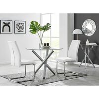 Selina Round Dining Table and 2 White Lorenzo Chairs - White
