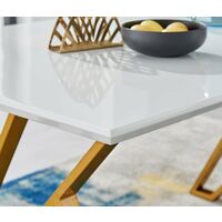 Taranto White High Gloss Dining Table and 6 White Milan Chairs - White