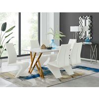 Taranto White High Gloss Dining Table and 6 White Willow Chairs - White