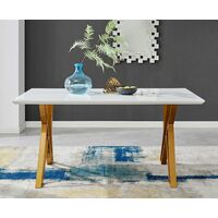 Taranto White High Gloss Dining Table and 6 White Willow Chairs - White