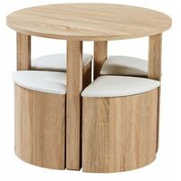 Oxford Space Saving Wooden Dining Table And 4 White Chairs Set