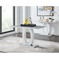 Giovani 4 Grey Dining Table & 4 White Milan Black Leg Chairs