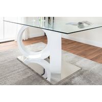 Modica Dining Table and 8 White Milan Black Leg Chairs