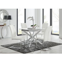 LIRA 100 Extending Dining Table and 4 White Lorenzo Chairs - White